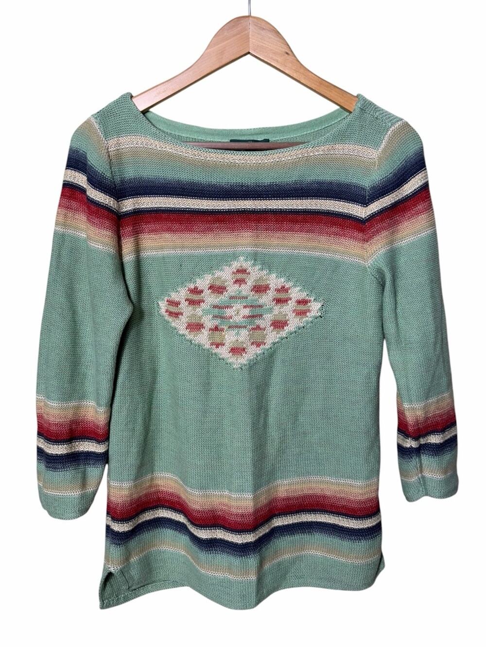 Ralph Lauren Vintage Southwestern Boatneck Sweater Aztec Tribal Size Medium